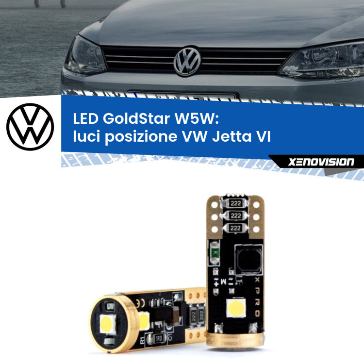 <strong>Luci posizione LED VW Jetta</strong> VI 2010-2017: ottima luminosità a 360 gradi. Si inseriscono ovunque. Canbus, Top Quality.