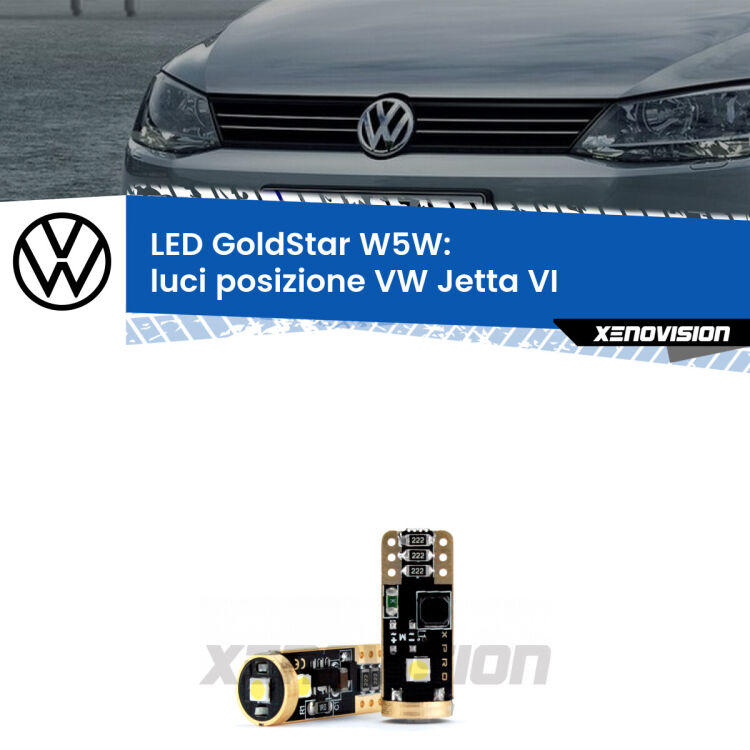 <strong>Luci posizione LED VW Jetta</strong> VI 2010-2017: ottima luminosità a 360 gradi. Si inseriscono ovunque. Canbus, Top Quality.