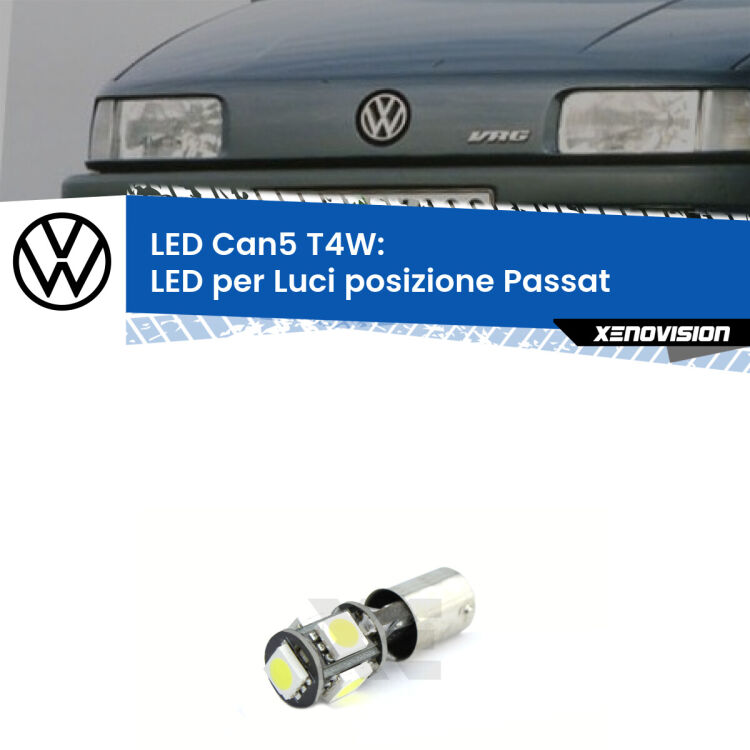 <strong>luci posizione LED per VW Passat</strong> B3 Versione 2. Lampadina <strong>T4W</strong> BA9s Canbus da Xenovision.