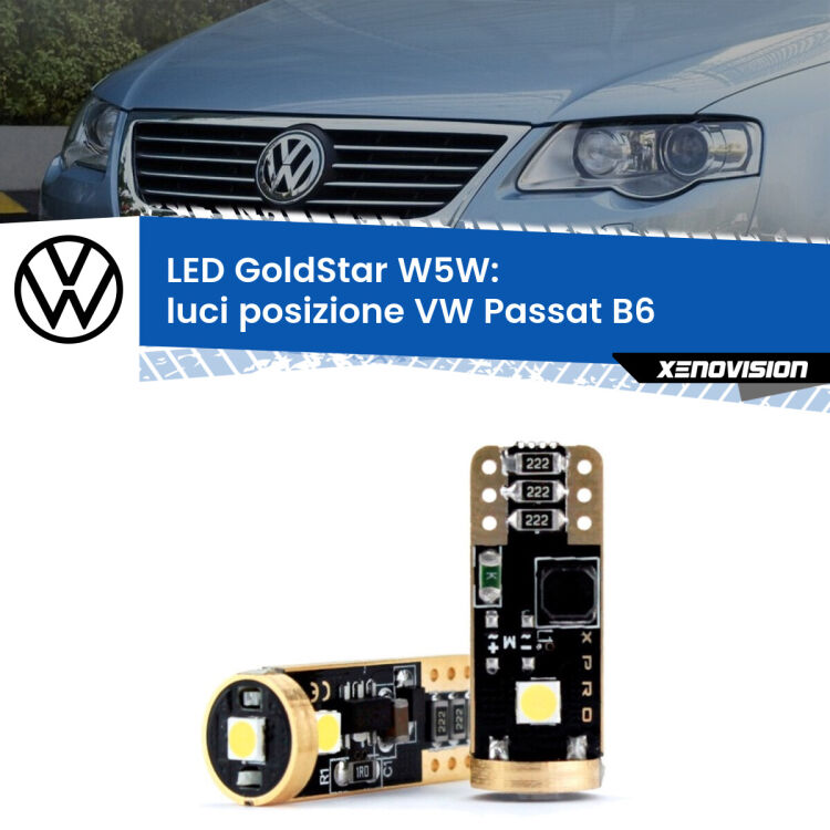 <strong>Luci posizione LED VW Passat</strong> B6 2005-2010: ottima luminosità a 360 gradi. Si inseriscono ovunque. Canbus, Top Quality.