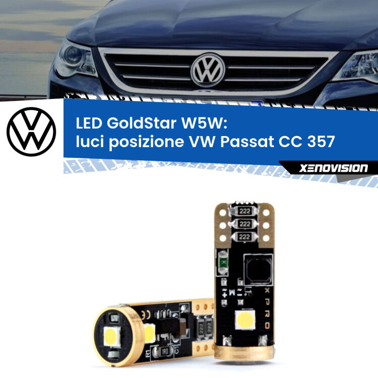 <strong>Luci posizione LED VW Passat CC</strong> 357 2008-2012: ottima luminosità a 360 gradi. Si inseriscono ovunque. Canbus, Top Quality.