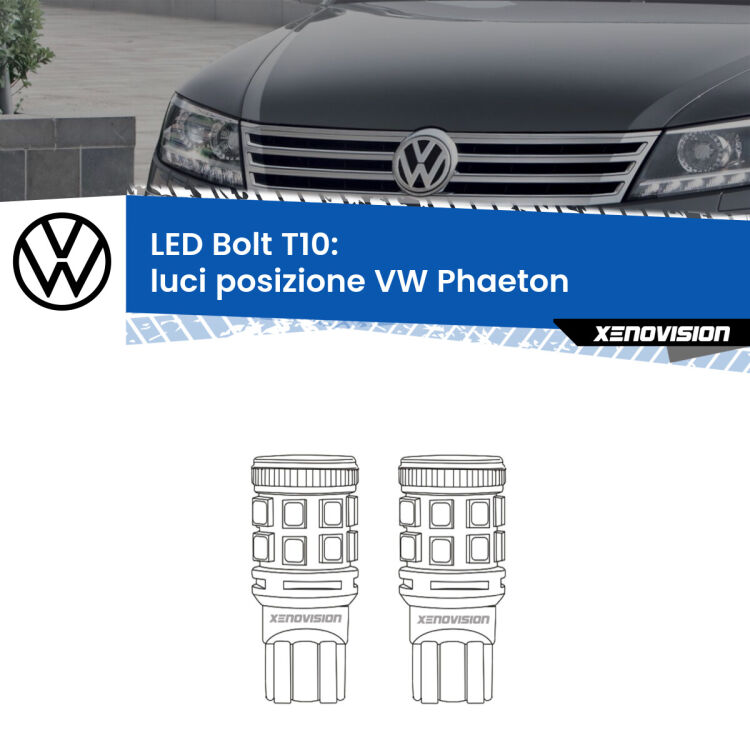 <strong>Luci posizione LED per VW Phaeton</strong>  2002-2016. Coppia lampade <strong>T10</strong> modello Bolt canbus.