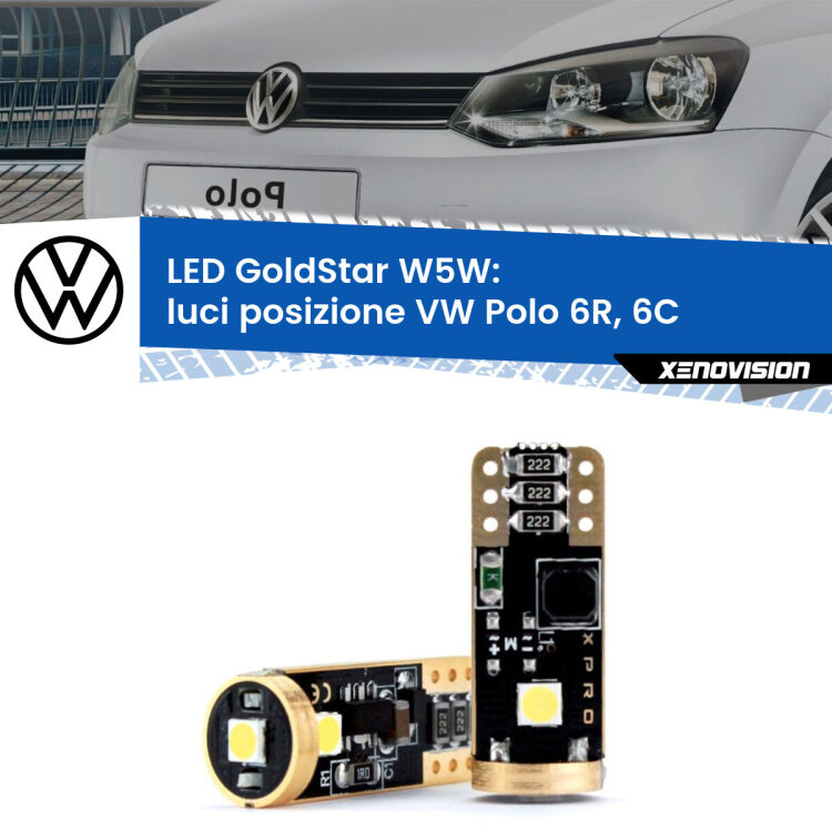 <strong>Luci posizione LED VW Polo</strong> 6R, 6C 2009-2016: ottima luminosità a 360 gradi. Si inseriscono ovunque. Canbus, Top Quality.