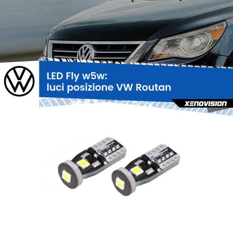 <strong>luci posizione LED per VW Routan</strong>  2008-2013. Coppia lampadine <strong>w5w</strong> Canbus compatte modello Fly Xenovision.