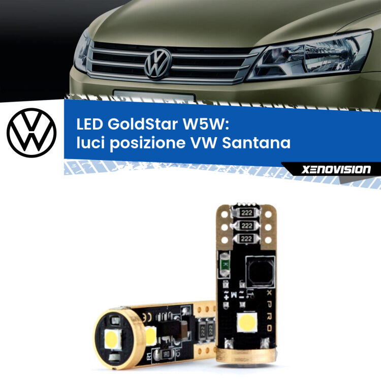 <strong>Luci posizione LED VW Santana</strong>  1995-2012: ottima luminosità a 360 gradi. Si inseriscono ovunque. Canbus, Top Quality.