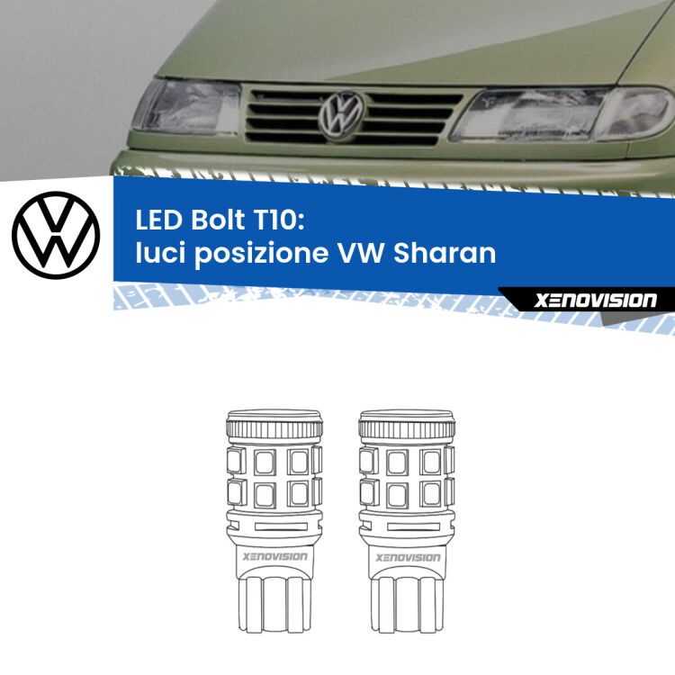 <strong>Luci posizione LED per VW Sharan</strong>  1995-2010. Coppia lampade <strong>T10</strong> modello Bolt canbus.