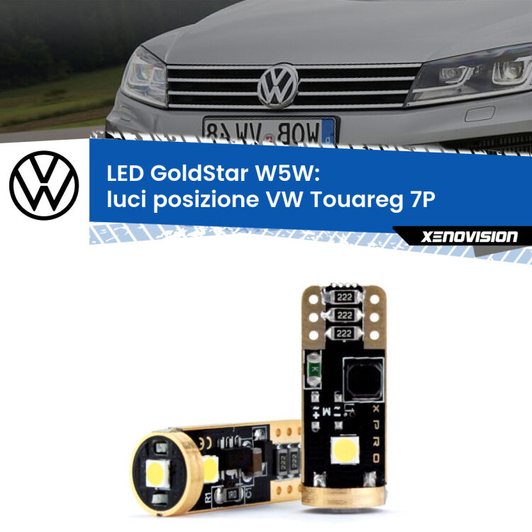 <strong>Luci posizione LED VW Touareg</strong> 7P 2010-2014: ottima luminosità a 360 gradi. Si inseriscono ovunque. Canbus, Top Quality.