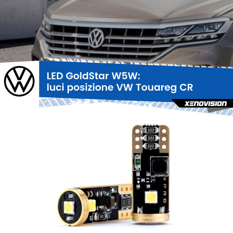 <strong>Luci posizione LED VW Touareg</strong> CR 2018in poi: ottima luminosità a 360 gradi. Si inseriscono ovunque. Canbus, Top Quality.