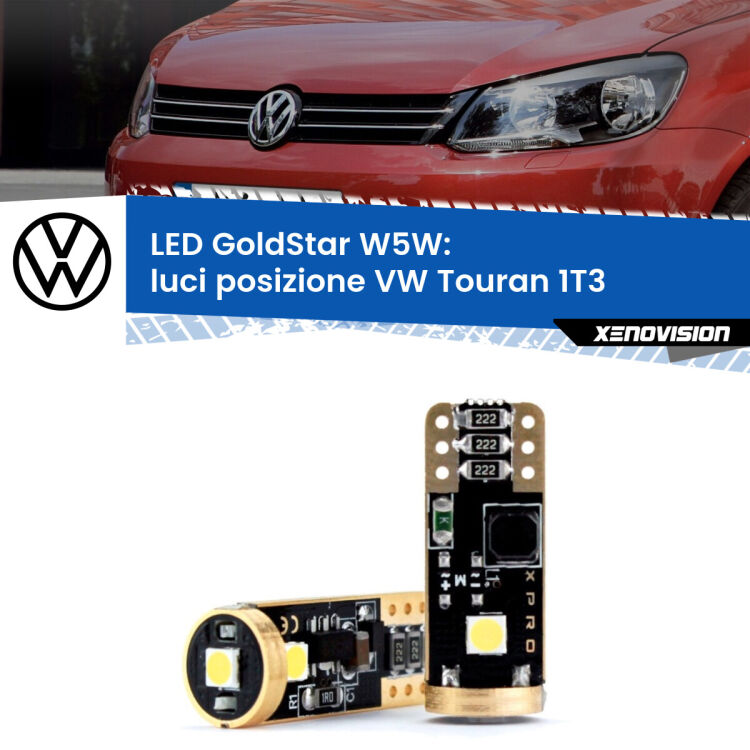 <strong>Luci posizione LED VW Touran</strong> 1T3 2010-2015: ottima luminosità a 360 gradi. Si inseriscono ovunque. Canbus, Top Quality.