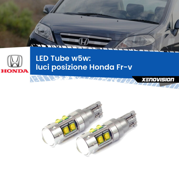 <strong>Luci posizione LED 6000k per Honda Fr-v</strong>  2004-2009. Lampadine <strong>W5W</strong> canbus modello Tube, luce bianco lunare, lunga durata e compatibilità.