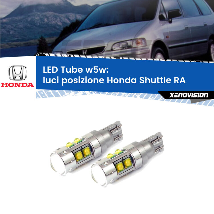 <strong>Luci posizione LED 6000k per Honda Shuttle</strong> RA 1994-2004. Lampadine <strong>W5W</strong> canbus modello Tube, luce bianco lunare, lunga durata e compatibilità.