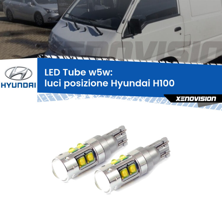 <strong>Luci posizione LED 6000k per Hyundai H100</strong>  1994-2000. Lampadine <strong>W5W</strong> canbus modello Tube, luce bianco lunare, lunga durata e compatibilità.