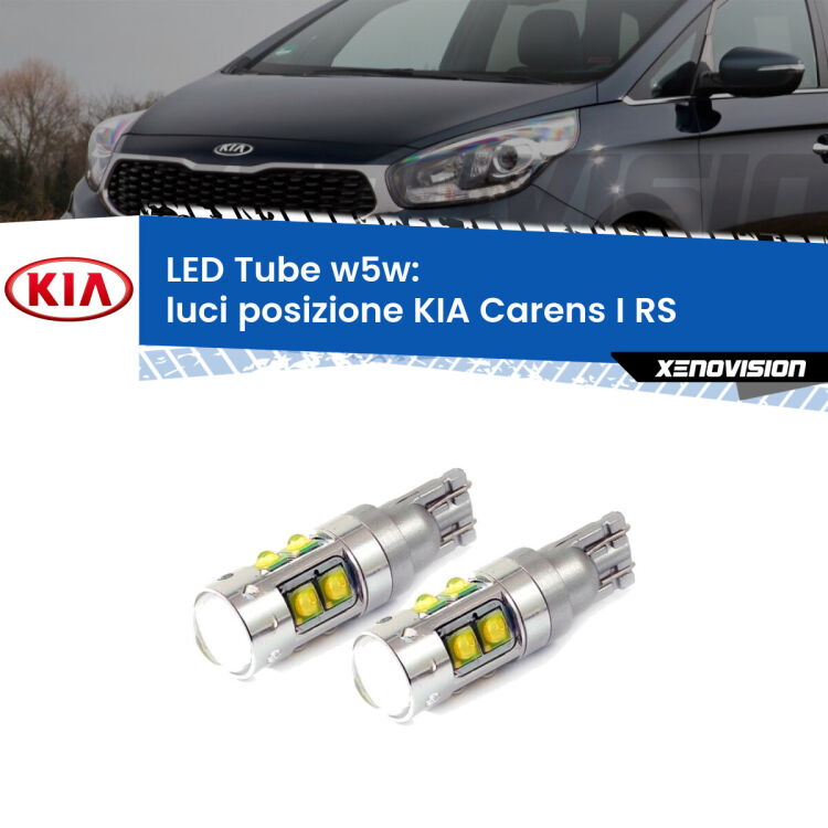 <strong>Luci posizione LED 6000k per KIA Carens I</strong> RS 1999-2005. Lampadine <strong>W5W</strong> canbus modello Tube, luce bianco lunare, lunga durata e compatibilità.