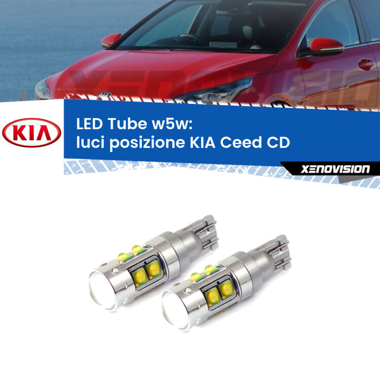 <strong>Luci posizione LED 6000k per KIA Ceed</strong> CD 2018in poi. Lampadine <strong>W5W</strong> canbus modello Tube, luce bianco lunare, lunga durata e compatibilità.