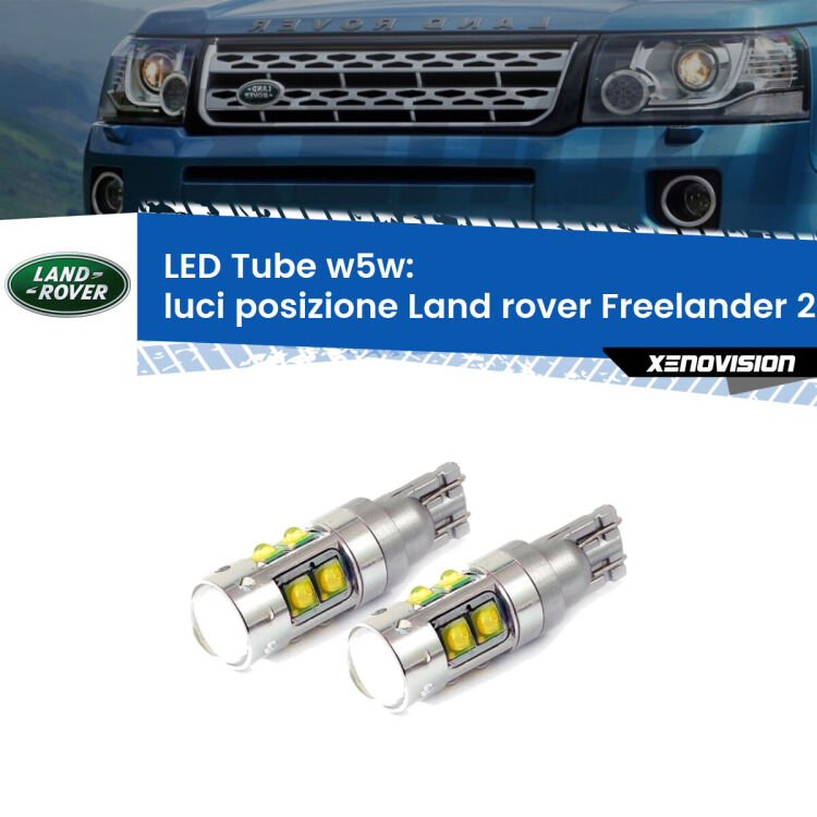 <strong>Luci posizione LED 6000k per Land rover Freelander 2</strong> L359 2006-2012. Lampadine <strong>W5W</strong> canbus modello Tube, luce bianco lunare, lunga durata e compatibilità.