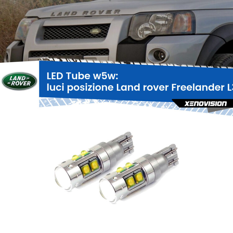 <strong>Luci posizione LED 6000k per Land rover Freelander</strong> L314 1998-2006. Lampadine <strong>W5W</strong> canbus modello Tube, luce bianco lunare, lunga durata e compatibilità.