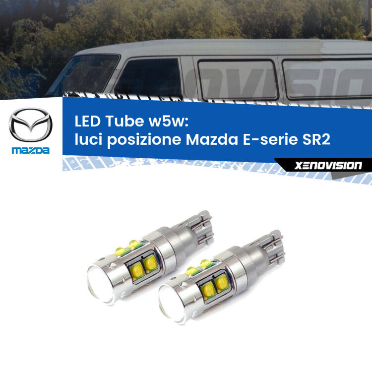 <strong>Luci posizione LED 6000k per Mazda E-serie</strong> SR2 1985-2003. Lampadine <strong>W5W</strong> canbus modello Tube, luce bianco lunare, lunga durata e compatibilità.