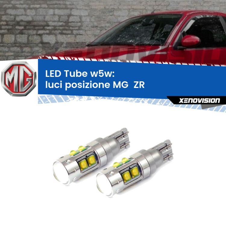 <strong>Luci posizione LED 6000k per MG  ZR</strong>  2001-2005. Lampadine <strong>W5W</strong> canbus modello Tube, luce bianco lunare, lunga durata e compatibilità.