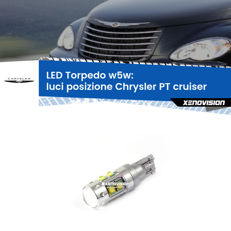 <strong>Luci posizione LED 6000k per Chrysler PT cruiser</strong>  2000-2010. Lampadine <strong>W5W</strong> canbus modello Torpedo.