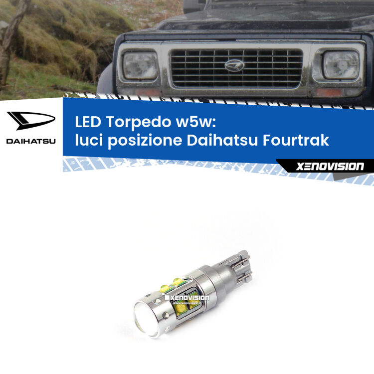 <strong>Luci posizione LED 6000k per Daihatsu Fourtrak</strong>  1985-1998. Lampadine <strong>W5W</strong> canbus modello Torpedo.