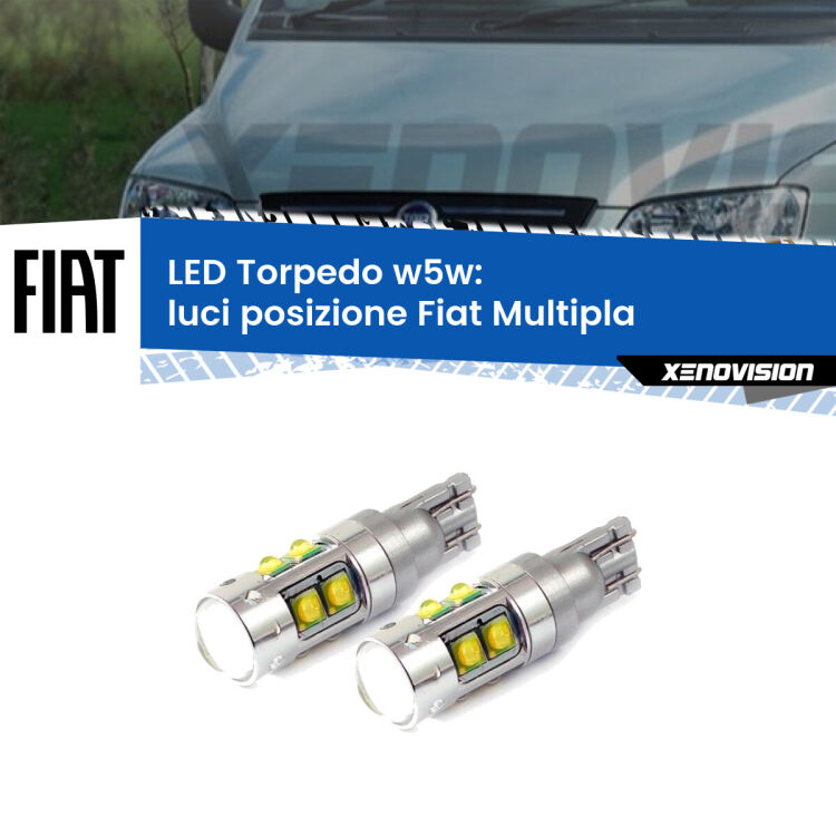 <strong>Luci posizione LED 6000k per Fiat Multipla</strong>  1999-2010. Lampadine <strong>W5W</strong> canbus modello Tube, luce bianco lunare, lunga durata e compatibilità.