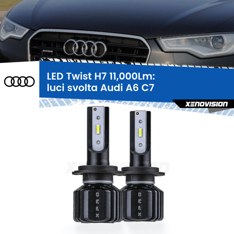 FINE SERIE: NO GARANZIA <strong>Kit luci svolta LED</strong> H7 per <strong>Audi A6</strong> C7 2010 - 2018. Compatte, impermeabili, senza ventola: praticamente indistruttibili. Top Quality.