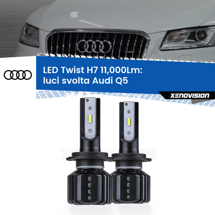 FINE SERIE: NO GARANZIA <strong>Kit luci svolta LED</strong> H7 per <strong>Audi Q5</strong>  2008 - 2017. Compatte, impermeabili, senza ventola: praticamente indistruttibili. Top Quality.