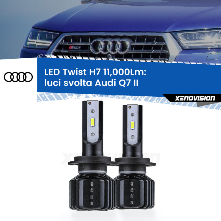 FINE SERIE: NO GARANZIA <strong>Kit luci svolta LED</strong> H7 per <strong>Audi Q7</strong> II 2015 in poi. Compatte, impermeabili, senza ventola: praticamente indistruttibili. Top Quality.