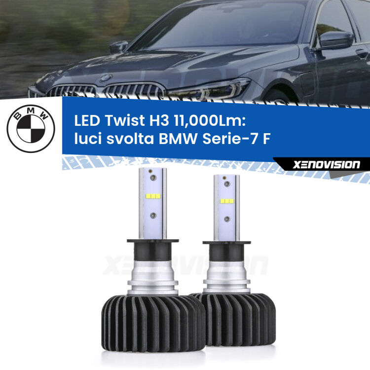 FINE SERIE: NO GARANZIA <strong>Kit luci svolta LED</strong> H3 per <strong>BMW Serie-7</strong> F 2009 - 2012. Compatte, impermeabili, senza ventola: praticamente indistruttibili. Top Quality.