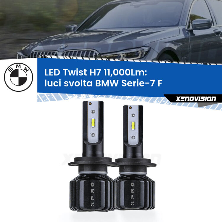 FINE SERIE: NO GARANZIA <strong>Kit luci svolta LED</strong> H7 per <strong>BMW Serie-7</strong> F 2012 - 2015. Compatte, impermeabili, senza ventola: praticamente indistruttibili. Top Quality.