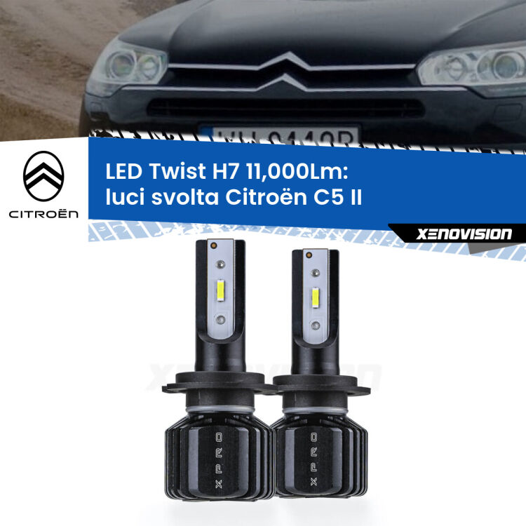 FINE SERIE: NO GARANZIA <strong>Kit luci svolta LED</strong> H7 per <strong>Citroën C5</strong> II 2008 - 2014. Compatte, impermeabili, senza ventola: praticamente indistruttibili. Top Quality.