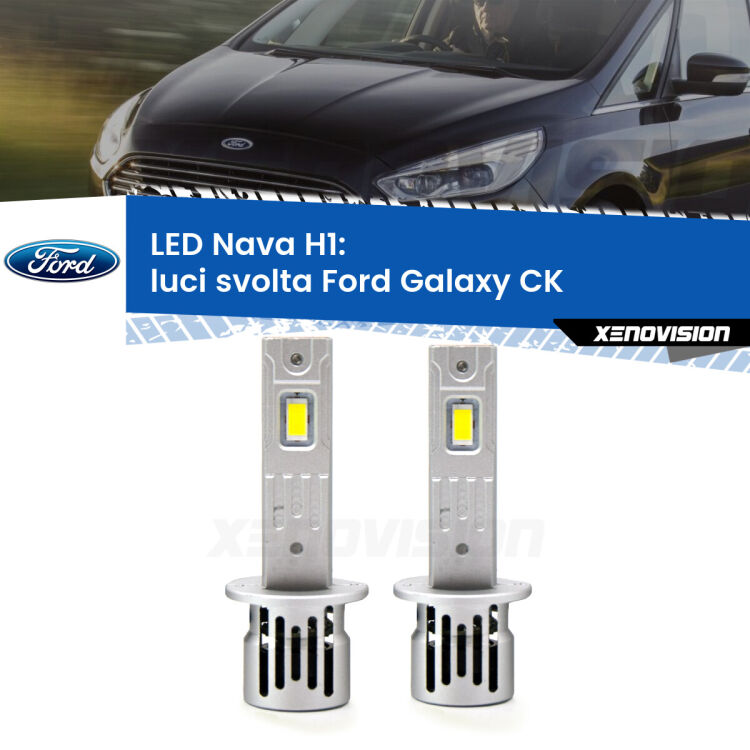 <strong>Luci svolta LED no-spie per Ford Galaxy</strong> CK 2015 - 2018. Coppia lampade <strong> H1</strong> modello Nava canbus, raffreddate a ventola.