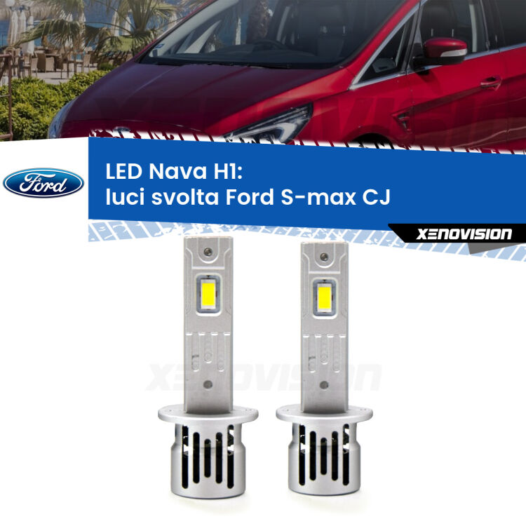 <strong>Luci svolta LED no-spie per Ford S-max</strong> CJ 2015 - 2018. Coppia lampade <strong> H1</strong> modello Nava canbus, raffreddate a ventola.