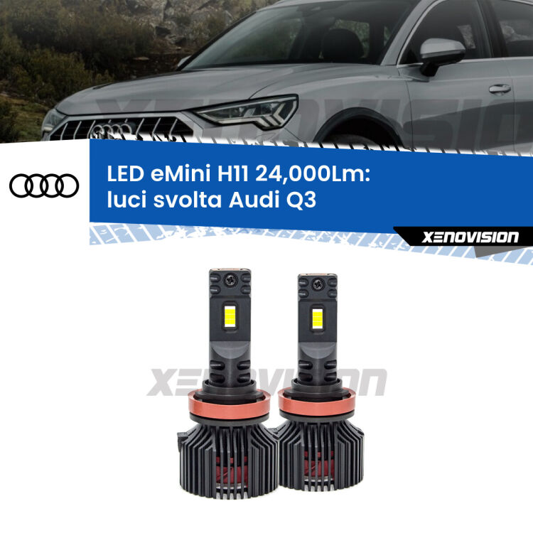 FINE SERIE: NO GARANZIA<strong>Kit luci svolta LED specifico per Audi Q3</strong>  2011 - 2018. Lampade <strong>H11</strong> Canbus compatte da 24.000Lumen Eagle Mini Xenovision.