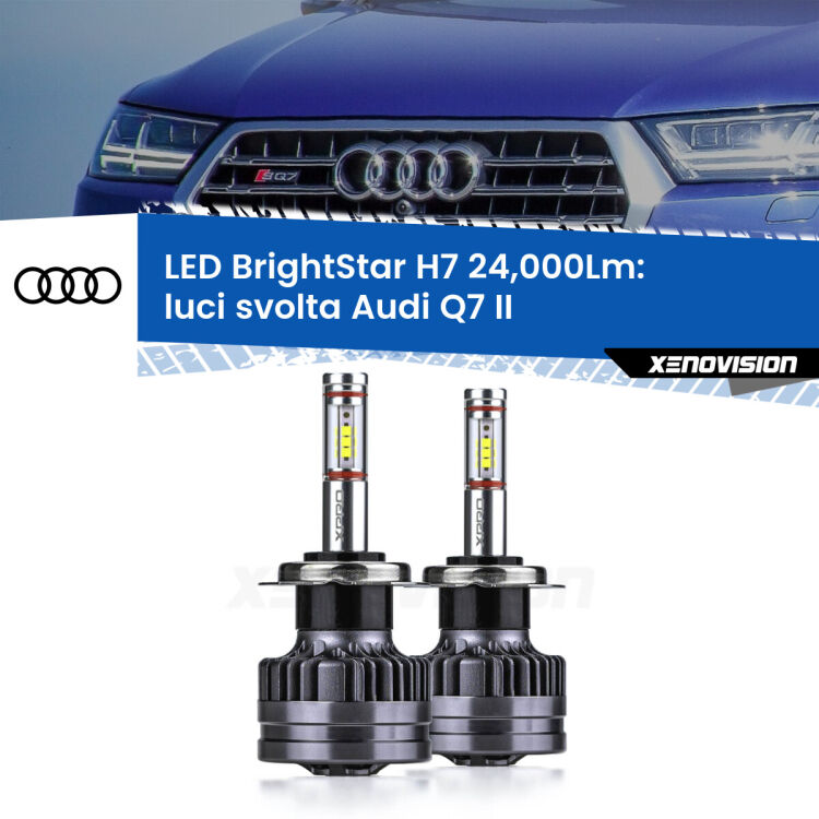 <strong>Kit LED luci svolta per Audi Q7</strong> II 2015 in poi. </strong>Include due lampade Canbus H7 Brightstar da 24,000 Lumen. Qualità Massima.