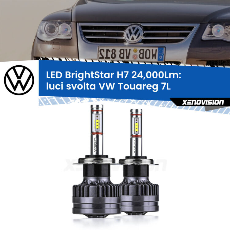 <strong>Kit LED luci svolta per VW Touareg</strong> 7L 2002 - 2010. </strong>Include due lampade Canbus H7 Brightstar da 24,000 Lumen. Qualità Massima.