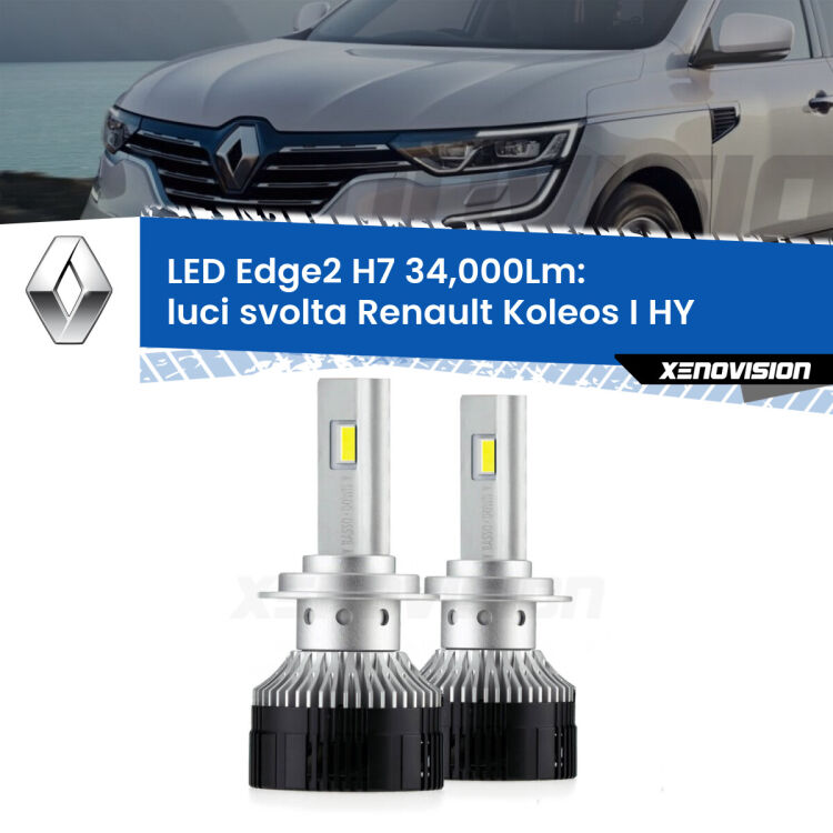 <strong>Kit luci svolta LED per Renault Koleos I</strong> HY 2006 - 2015.</strong>.Coppia lampade <strong>H7</strong> modello Edge v3.0 di Xenovision.