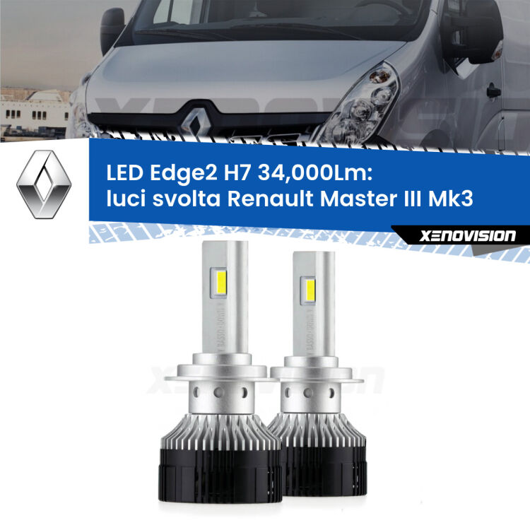 <strong>Kit luci svolta LED per Renault Master III</strong> Mk3 2010 in poi.</strong>.Coppia lampade <strong>H7</strong> modello Edge v3.0 di Xenovision.