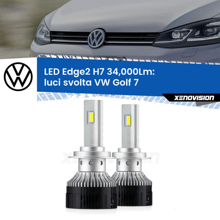 <strong>Kit luci svolta LED per VW Golf 7</strong>  2012 - 2019.</strong>.Coppia lampade <strong>H7</strong> modello Edge v3.0 di Xenovision.