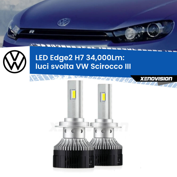 <strong>Kit luci svolta LED per VW Scirocco</strong> III 2008 - 2017.</strong>.Coppia lampade <strong>H7</strong> modello Edge v3.0 di Xenovision.