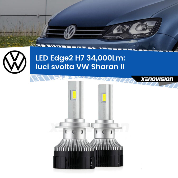 <strong>Kit luci svolta LED per VW Sharan</strong> II 2010 - 2019.</strong>.Coppia lampade <strong>H7</strong> modello Edge v3.0 di Xenovision.