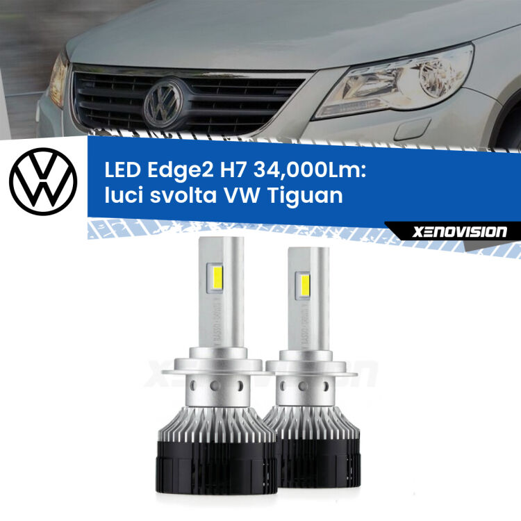 <strong>Kit luci svolta LED per VW Tiguan</strong>  2007 - 2018.</strong>.Coppia lampade <strong>H7</strong> modello Edge v3.0 di Xenovision.