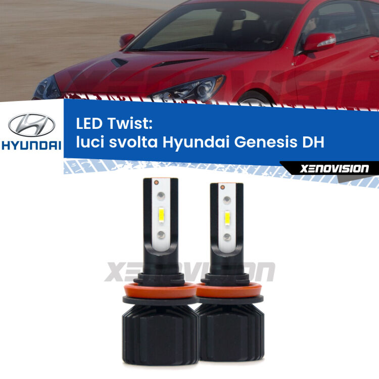 <strong>Kit luci svolta LED</strong> per <strong>Hyundai Genesis</strong> DH 2014 in poi. Compatte, impermeabili, senza ventola: praticamente indistruttibili. Top Quality.