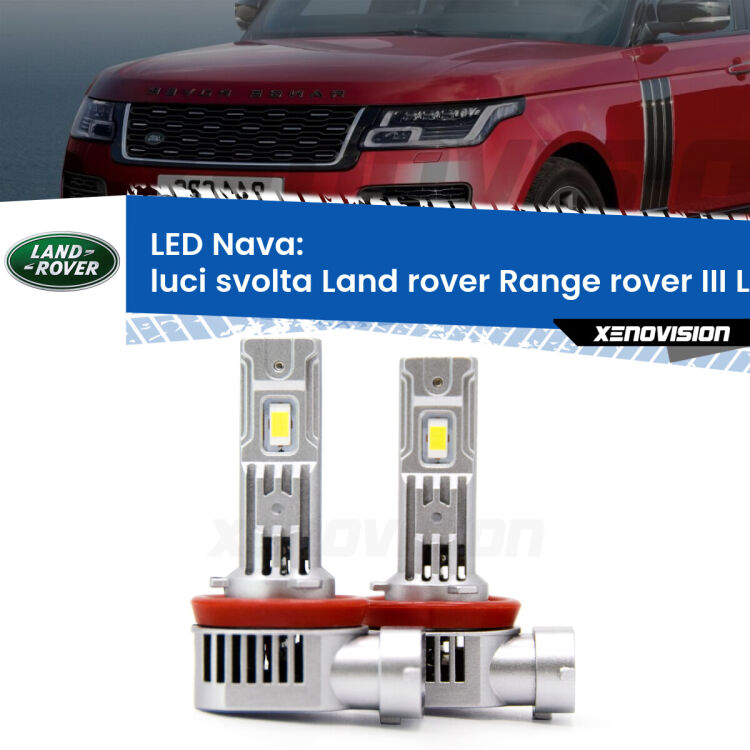 <strong>Luci svolta LED no-spie per Land rover Range rover III</strong> L322 2002 - 2009. Coppia lampade <strong>H11</strong>/H9/H8/H16(JP) modello Nava canbus, raffreddate a ventola.