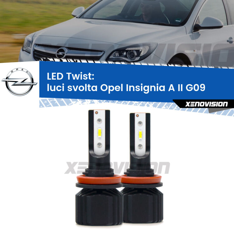 <strong>Kit luci svolta LED</strong> per <strong>Opel Insignia A II</strong> G09 2014 - 2017. Compatte, impermeabili, senza ventola: praticamente indistruttibili. Top Quality.