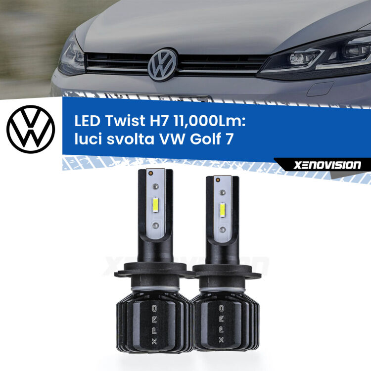 FINE SERIE: NO GARANZIA <strong>Kit luci svolta LED</strong> H7 per <strong>VW Golf 7</strong>  2012 - 2019. Compatte, impermeabili, senza ventola: praticamente indistruttibili. Top Quality.