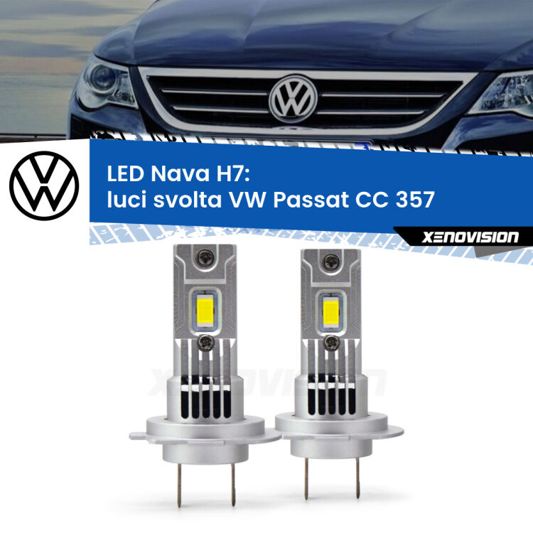 <strong>Luci svolta LED no-spie per VW Passat CC</strong> 357 2008 - 2012. Coppia lampade <strong>H7</strong> modello Nava canbus, raffreddate a ventola.