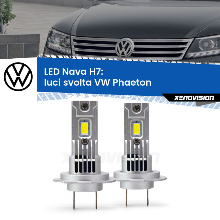 <strong>Luci svolta LED no-spie per VW Phaeton</strong>  2002 - 2010. Coppia lampade <strong>H7</strong> modello Nava canbus, raffreddate a ventola.