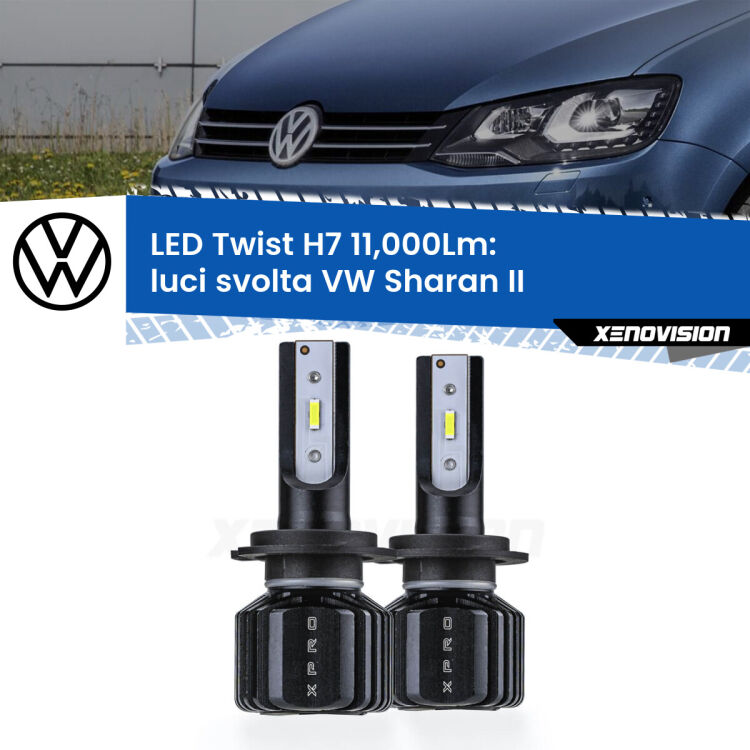 FINE SERIE: NO GARANZIA <strong>Kit luci svolta LED</strong> H7 per <strong>VW Sharan</strong> II 2010 - 2019. Compatte, impermeabili, senza ventola: praticamente indistruttibili. Top Quality.