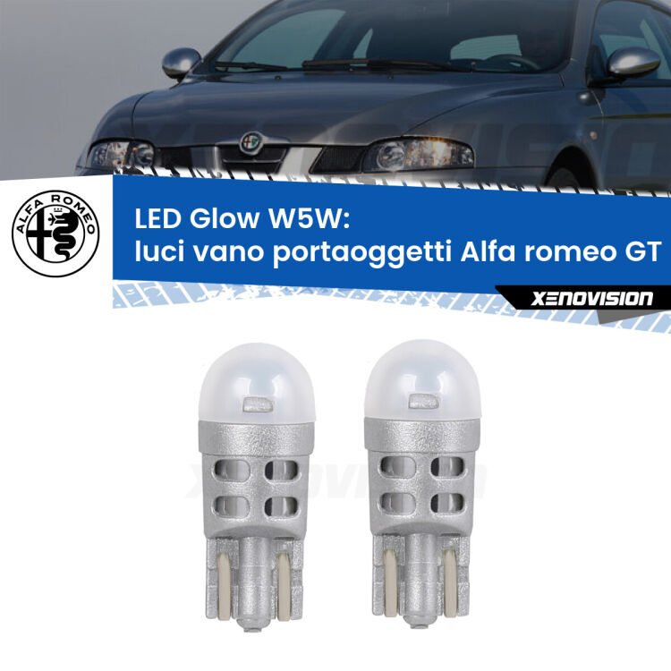 <strong>Luci Vano Portaoggetti LED luce calda per Alfa romeo GT</strong>  2003 - 2010. Coppia lampade <strong>W5W</strong> modello Glow di Xenovision.